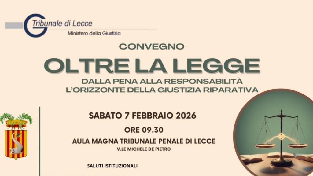 Giustizia riparativa, a Lecce un convegno su pena e responsabilità attiva Lecce