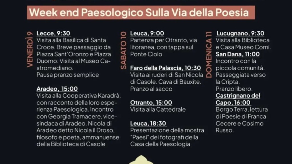 Nel Salento la primavera parla il linguaggio della poesia: al via la rassegna "Prendilo tu fra le braccia questo mondo" Salento