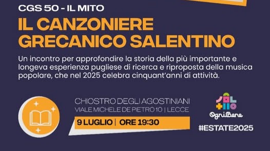 Il Canzoniere Grecanico a Lecce, per Agostiniani Libri Lecce